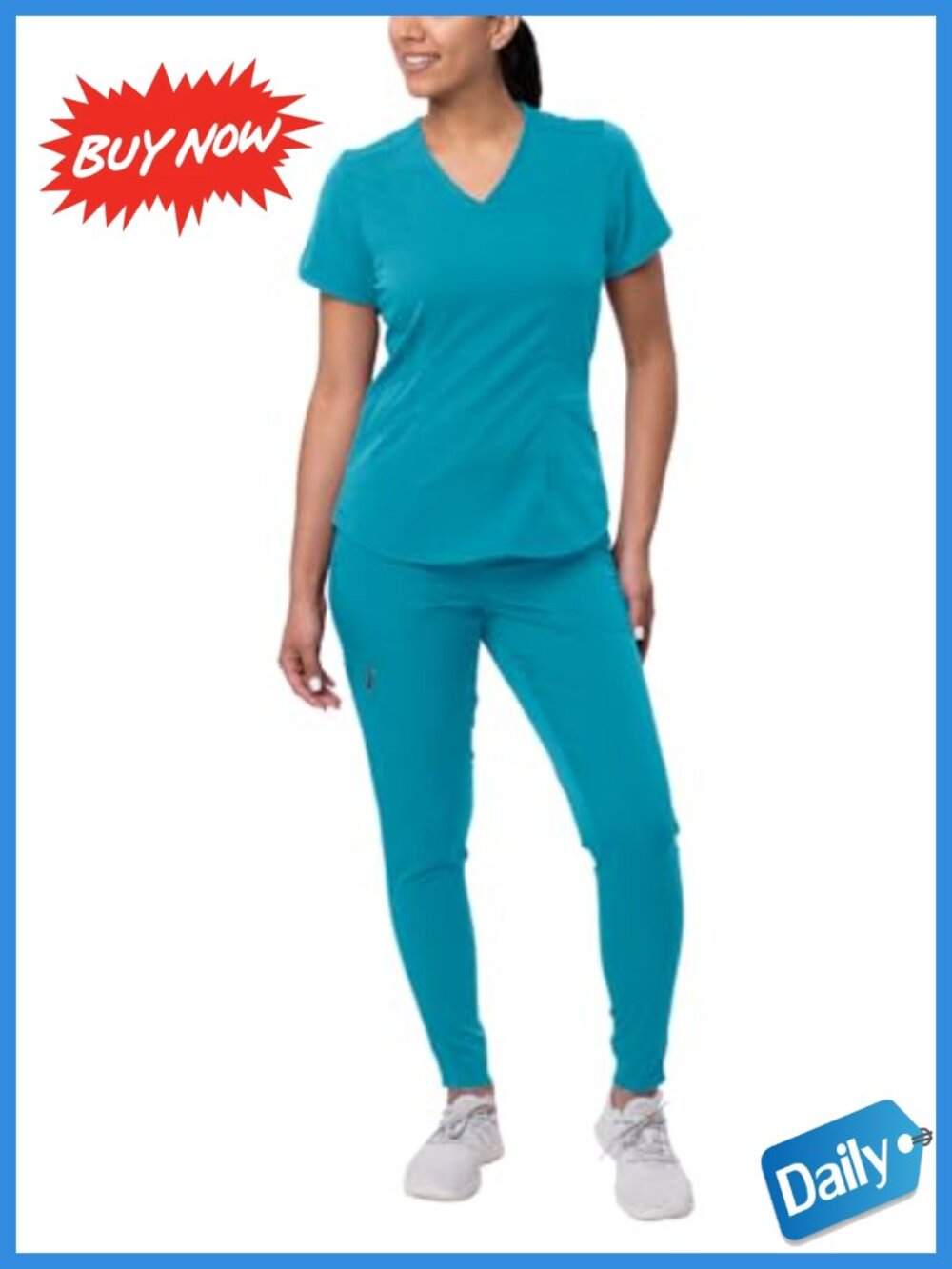 Adar Pro Women's Scrub Set V-Neck Top Yoga Jogger Pants Medical Uniform